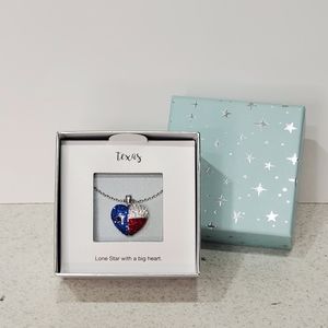 Silver Plated Crystal Texas Heart Shaped Necklace